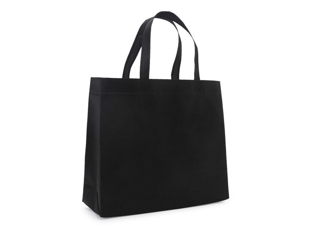 blank black fabric canvas bag isolated on white background with clipping path, eco concept.